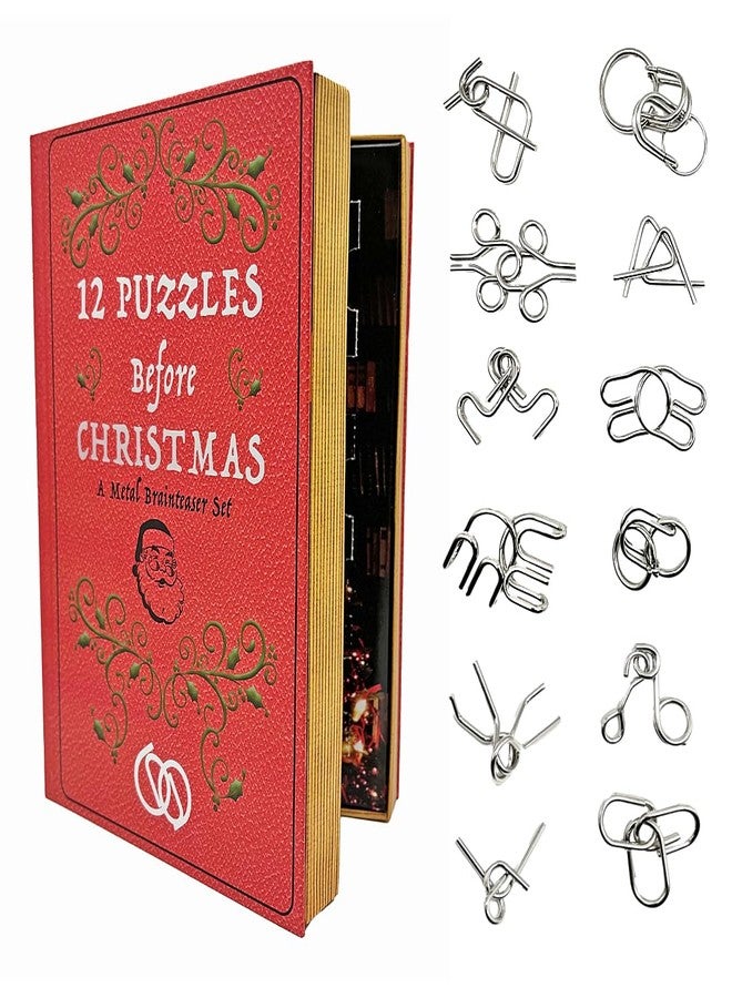 Project Genius 12 Puzzles Before Christmas Advent Calendar Book - Metal Disentanglement Puzzle Set, Brainteasers for Teens & Adults, Holiday Gift, Project Genius - Image 1